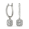 Round Halo Diamond Drop Earrings