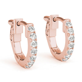 Round Seven Stone Diamond Huggie Earrings