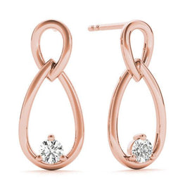 Tear Drop Round Diamond Earrings