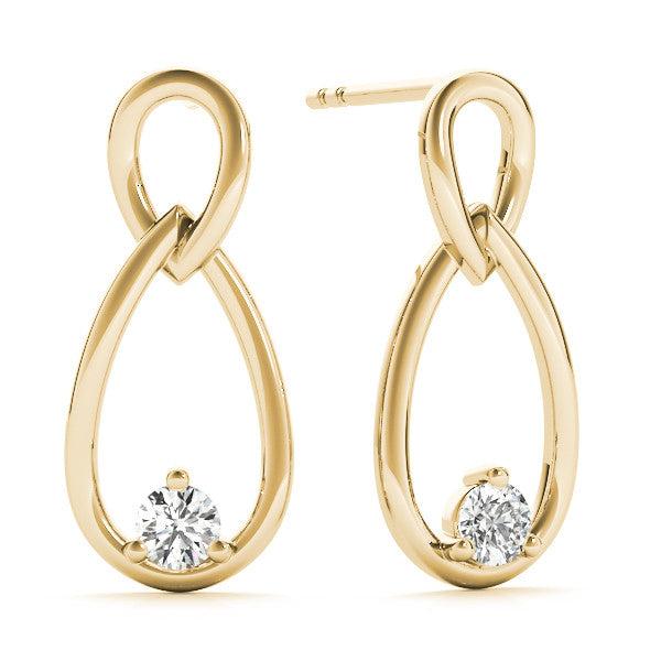 Tear Drop Round Diamond Earrings