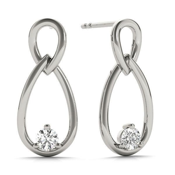 Tear Drop Round Diamond Earrings