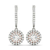 Round Double Halo Diamond Drop Earrings