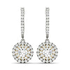 Round Double Halo Diamond Drop Earrings