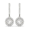 Round Double Halo Diamond Drop Earrings