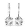 Round Double Halo Diamond Drop Earrings