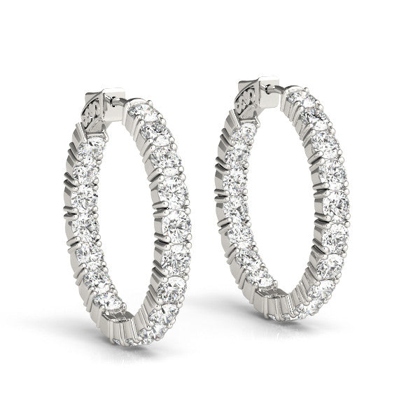 Round Diamond Hoop Earrings