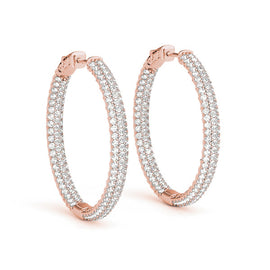 Diamond Pavé Hoop Earrings Rose Gold 2.67CT