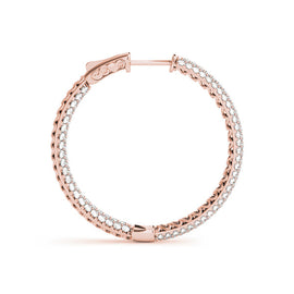 Diamond Pavé Hoop Earrings Rose Gold 2.67CT