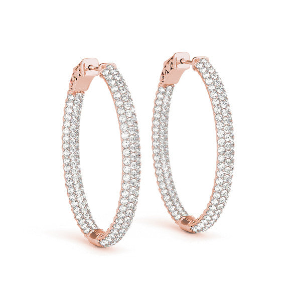 Diamond Pavé Eternity Hoop Earrings Rose Gold 1CT