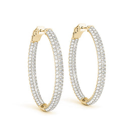 Diamond Pavé Eternity Hoop Earrings Yellow Gold 1CT