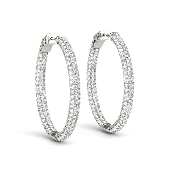 Diamond Pavé Eternity Hoop Earrings 1CT