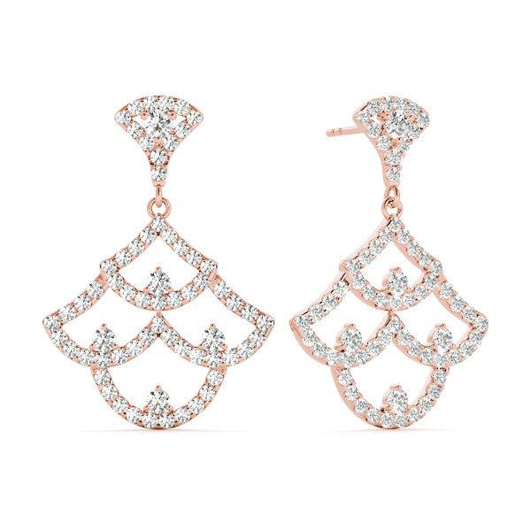 Diamond Pavé Novelty Drop Earrings Rose Gold 1CT