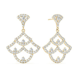 Diamond Pavé Novelty Drop Earrings Yellow Gold 1CT