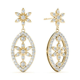 Floral Pavé Drop Diamond Earrings