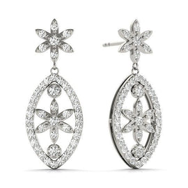 Floral Pavé Drop Diamond Earrings