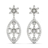 Floral Pavé Drop Diamond Earrings