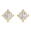 Round Floral Halo Diamond Earrings