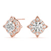 Round Floral Halo Diamond Earrings