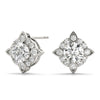 Round Floral Halo Diamond Earrings