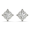 Round Floral Halo Diamond Earrings