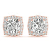 Cushion Curved Halo Diamond Earrings Rose Gold 0.75CT