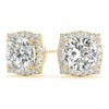 Cushion Curved Halo Diamond Earrings Yellow Gold 0.75CT