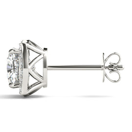 Cushion Curved Halo Diamond Earrings 0.75CT