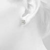 Cushion Curved Halo Diamond Earrings 0.75CT