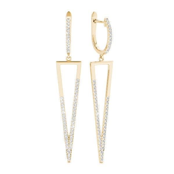 Triangular Point Pavé Drop Diamond Earrings