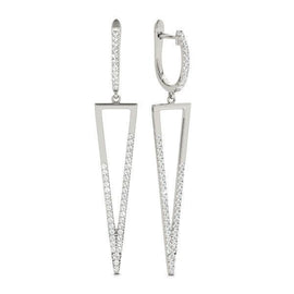 Triangular Point Pavé Drop Diamond Earrings