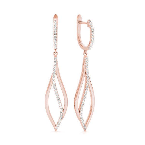 Leaf Pavé Drop Diamond Earrings