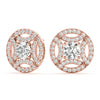 Round Pattern Halo Diamond Earrings