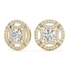 Round Pattern Halo Diamond Earrings