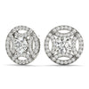 Round Pattern Halo Diamond Earrings