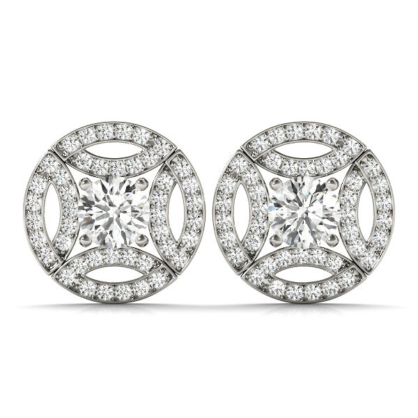 Round Pattern Halo Diamond Earrings