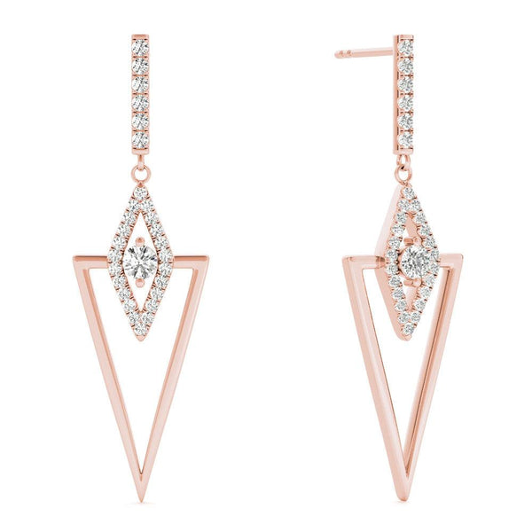 Triangular Point Round Diamond Earrings