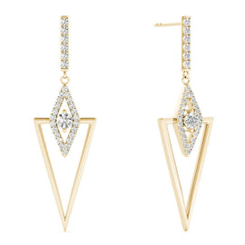 Triangular Point Round Diamond Earrings