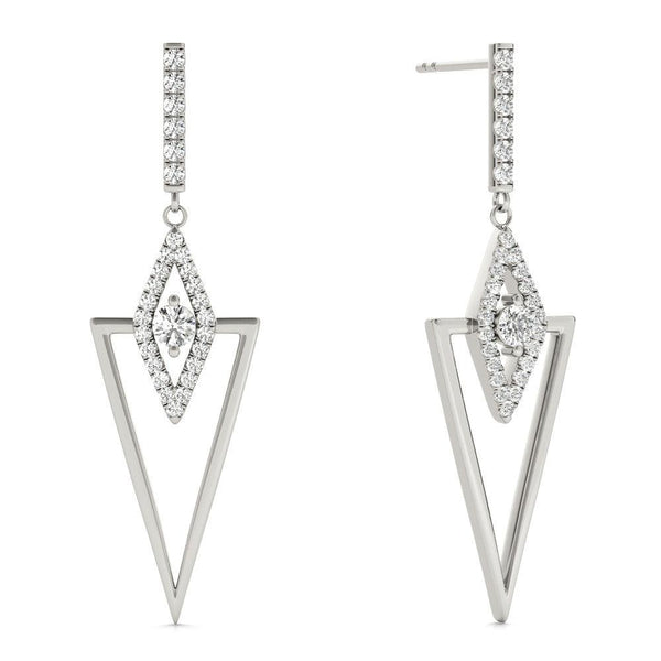 Triangular Point Round Diamond Earrings