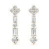 Emerald / Round Diamond Drop Earrings Yellow Gold 0.60CT