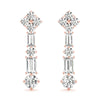 Emerald / Round Diamond Drop Earrings Rose Gold 0.60CT