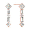 Emerald / Round Diamond Drop Earrings Rose Gold 0.60CT