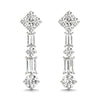 Emerald / Round Diamond Drop Earrings 0.60CT