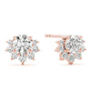 Round Floral Halo Diamond Stud Earrings