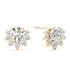 Round Floral Halo Diamond Stud Earrings