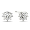 Round Floral Halo Diamond Stud Earrings