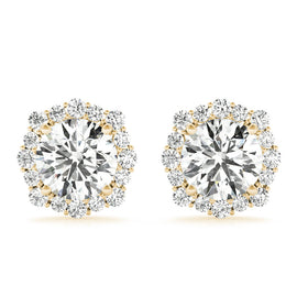 Round Halo Diamond Earrings