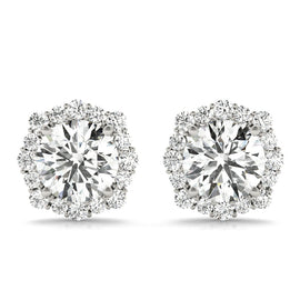 Round Halo Diamond Earrings