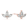 Floral Leaf Marquise Diamond Stud Earrings