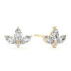 Floral Leaf Marquise Diamond Stud Earrings