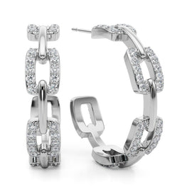 Buckle Pavé Diamond Hoop Earrings